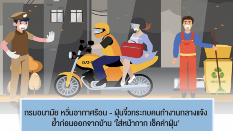 แพทย์แนะคนทำงานกลางแจ้ง ก่อนออกจากบ้าน 'ใส่หน้ากาก เช็คค่าฝุ่น'