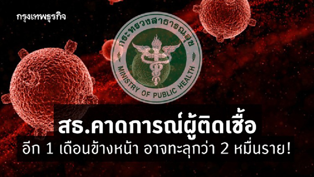 สธ.คาดการณ์ผู้ติดเชื้อ 1 เดือนข้างหน้า อาจทะลุกว่า 2 หมื่นราย