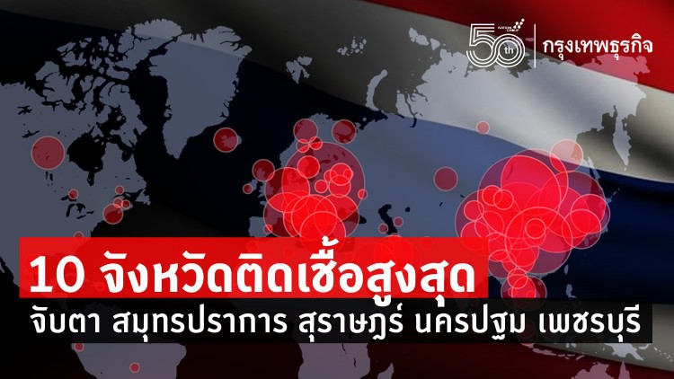 เช็ค! โควิดวันนี้ 10 จังหวัดติดเชื้อสูงสุด จับตาสมุทรปราการ สุราษฎร์ นครปฐม เพชรบุรี