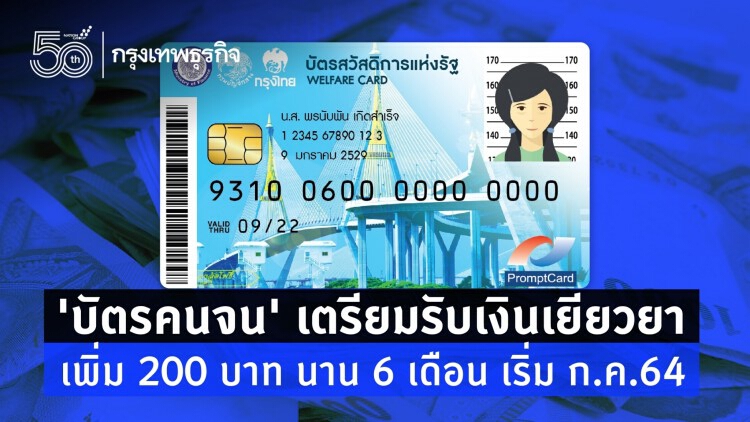 'บัตรสวัสดิการแห่งรัฐ' รับเงินเยียวยาเพิ่ม 200 บาท นาน 6 เดือน เริ่ม ก.ค.64!