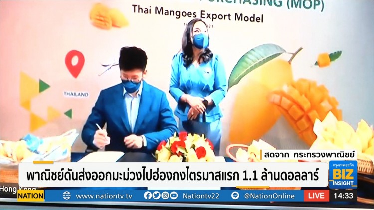 พาณิชย์ดันส่งออกมะม่วงไปฮ่องกงไตรมาสแรก 1.1 ล้านดอลลาร์