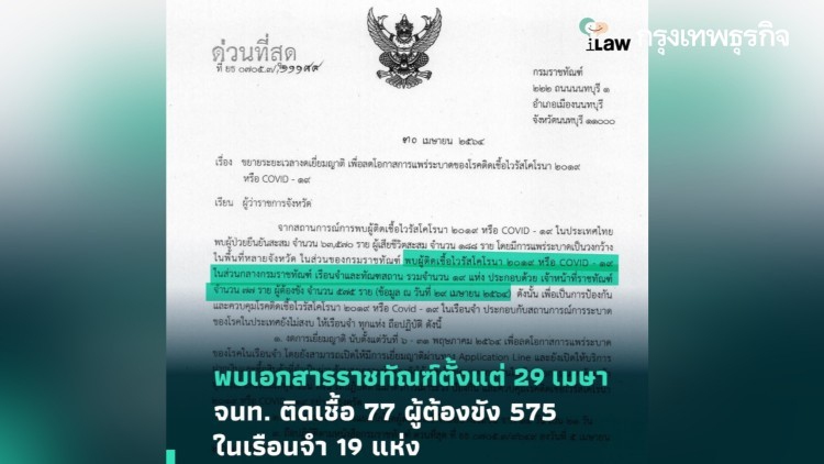 'ไอลอว์' เปิดเอกสาร 'ราชทัณฑ์' พบผู้ต้องขัง-จนท.ติดโควิดพุ่ง 652 คน 