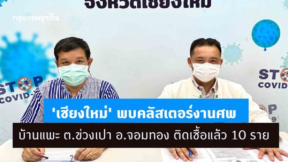 'เชียงใหม่' พบคลัสเตอร์งานศพ บ้านแพะ ต.ข่วงเปา อ.จอมทอง ติดเชื้อแล้ว 10 ราย