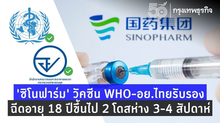 'ราชวิทยาลัยจุฬาภรณ์' นำเข้า 'Sinopharm' 1 ล้านโดส มิ.ย.