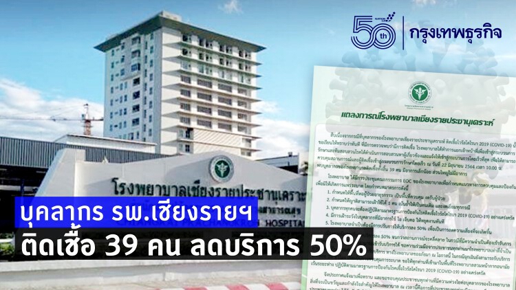 บุคลากร รพ.เชียงรายฯ ติดเชื้อ 39 คน ลดการบริการลง 50%