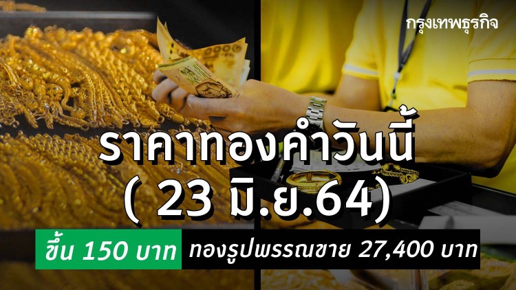 'ราคาทอง' วันนี้ (23 มิ.ย.) ปรับขึ้น 150 ราคาทองรูปพรรณขาย 27,400