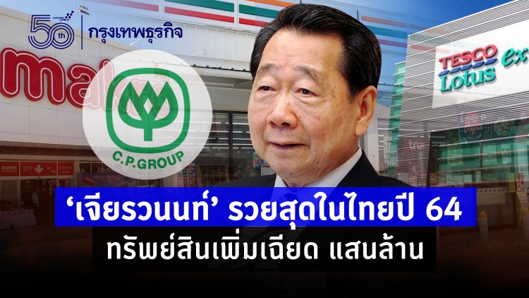 'เจียรวนนท์' รวยสุดในไทยปี 64 ทรัพย์สินเพิ่มเฉียด 'แสนล้าน'