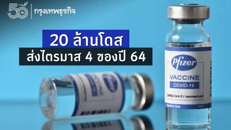 'ไฟเซอร์' เซ็นขายวัคซีน 20 ล้านโดสให้ไทย ส่งไตรมาส 4 ของปี 64