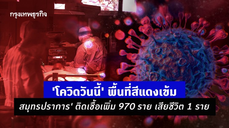 'โควิดวันนี้' พื้นที่สีแดงเข้ม 'สมุทรปราการ' ติดเชื้อเพิ่ม 970 ราย เสียชีวิต 1 ราย