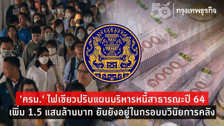 ครม.ปรับแผนบริหารหนี้สาธารณะเพิ่ม 1.5 แสนล้าน ดันหนี้ต่อจีดีพีเฉียด 59%