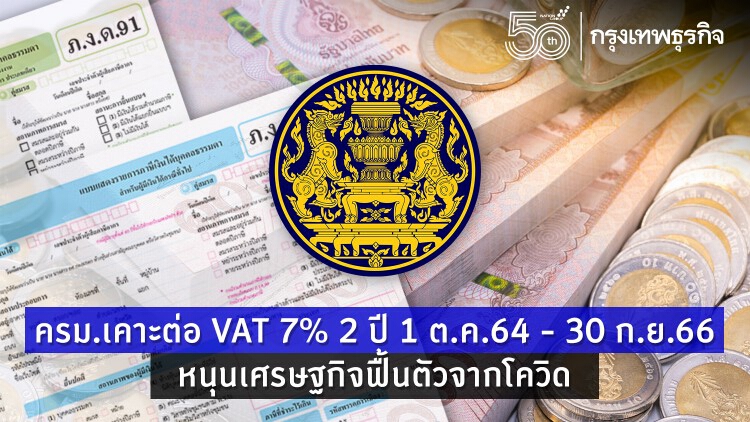 'ครม.' ไฟเขียวต่อ 'VAT' 7% 2 ปีรวด หนุนเศรษฐกิจฟื้นตัวจากโควิด-19 