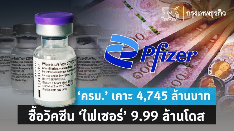 'ครม.' เคาะ 4,745 ล้านบาท ซื้อวัคซีน 'ไฟเซอร์' 9.99 ล้านโดส