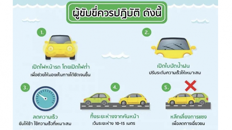 7 วิธีขับขี่รถให้ปลอดภัย ช่วงฝนตก