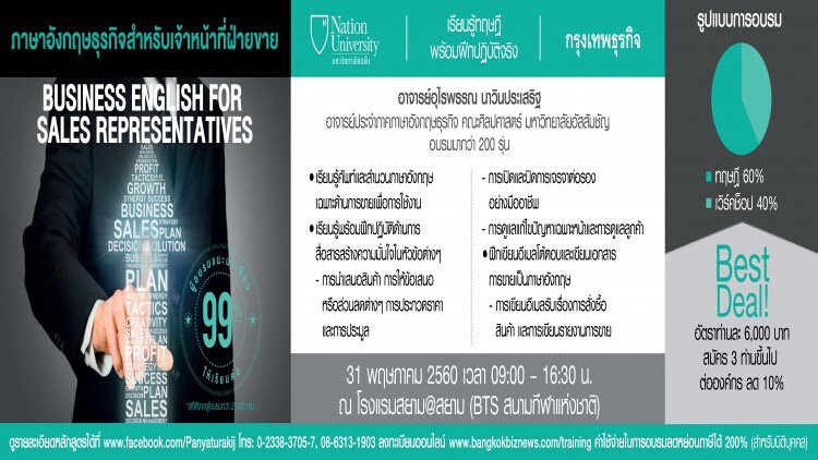 หลักสูตร Business English for Sales Representatives