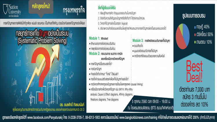 หลักสูตร กลยุทธ์การแก้ไขปัญหาอย่างเป็นระบบ
