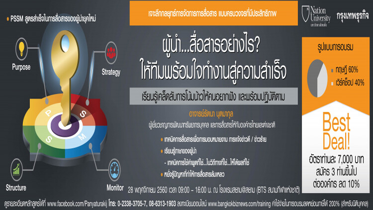 หลักสูตร ผู้นำ สื่อสารอย่างไรให้ทีมพร้อมใจทำงานสู่ความสำเร็จ