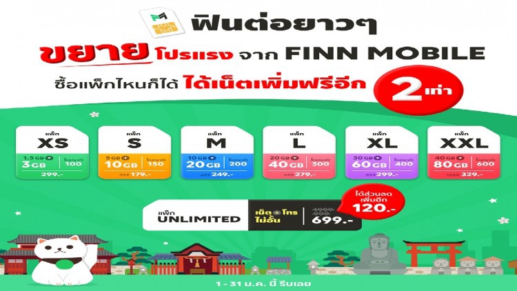 10 วันสุดท้าย FINN MOBILE ขยายโปรฯ แรงได้เน็ต 2 เท่า 