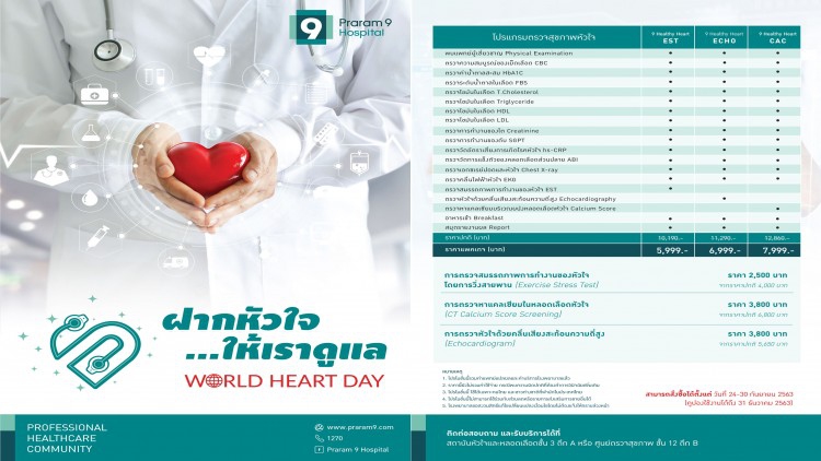 รพ.พระรามเก้า เปิดตัวแพ็คเกจตรวจสุขภาพหัวใจ เอาใจคนรักสุขภาพ
