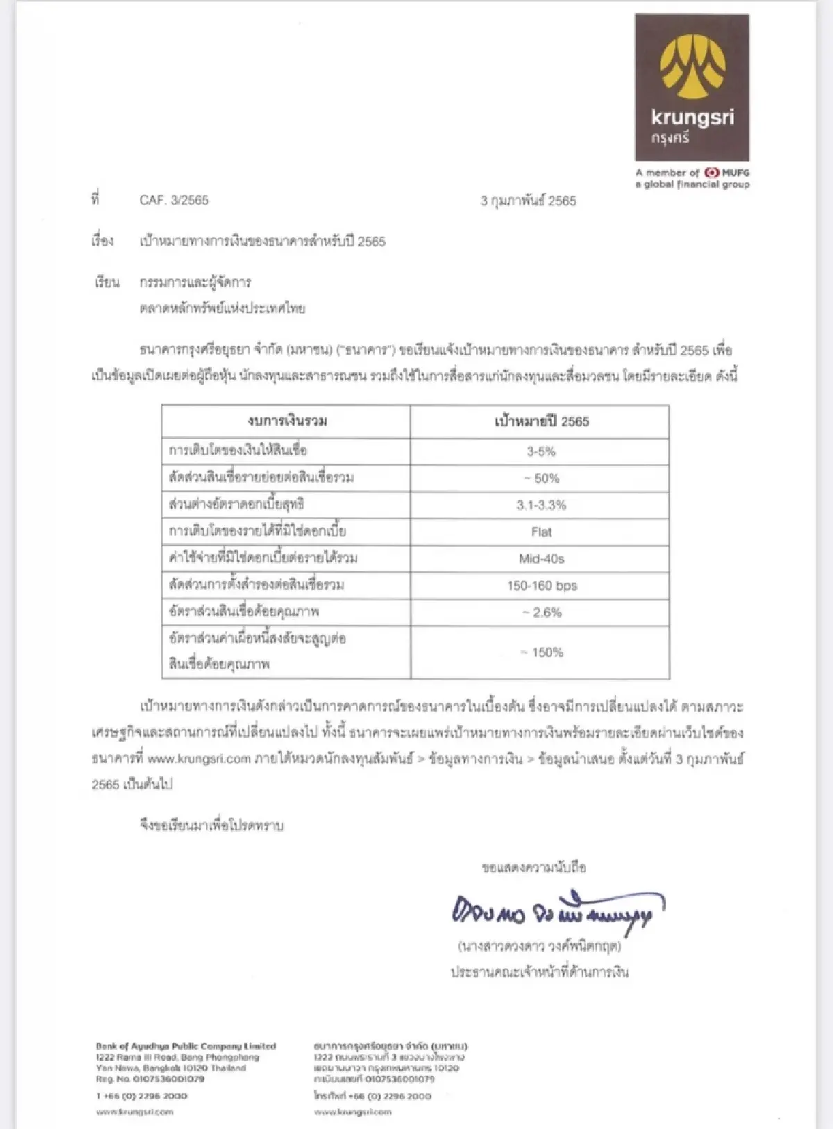 BAY ปักธงปี 65 ดันยอดปล่อยสินเชื่อโต 3-5%