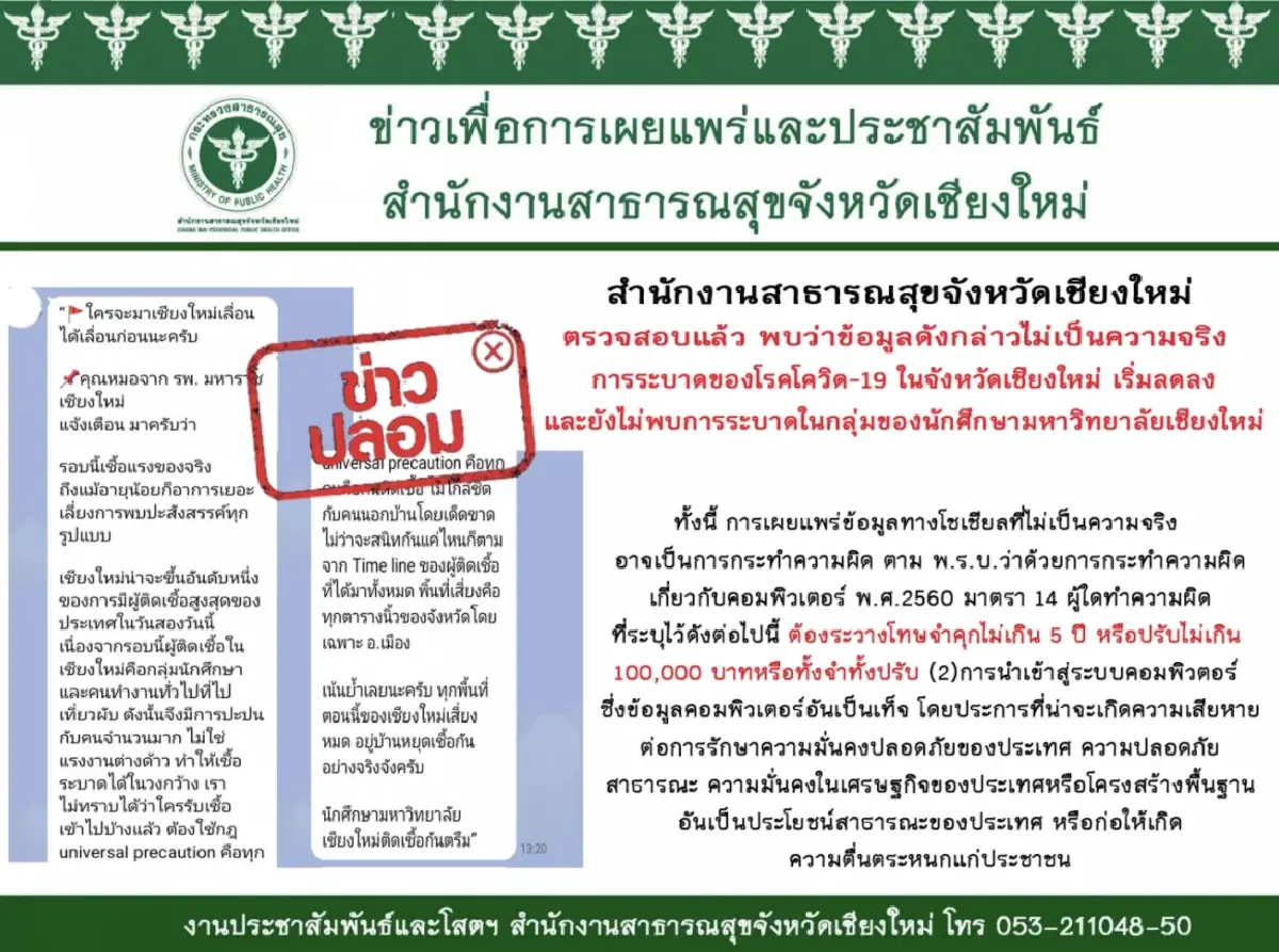 แจ้งความล่ามือโพสต์ข่าวเท็จกระทบท่องเที่ยวเชียงใหม่