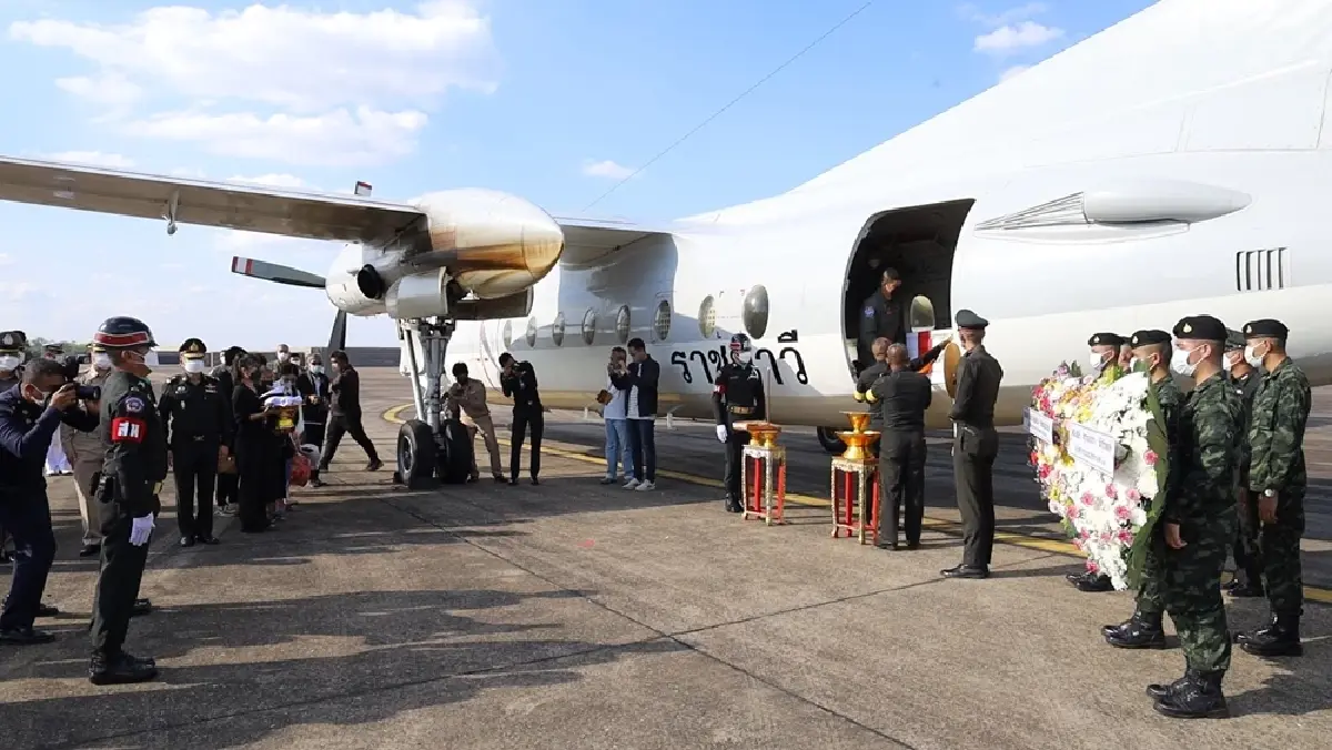 เคลื่อนร่าง "จ่าเอกบุญเลิศ" กำลังพล "เรือหลวงสุโขทัย" ถึงบ้านเกิด จ.บึงกาฬ