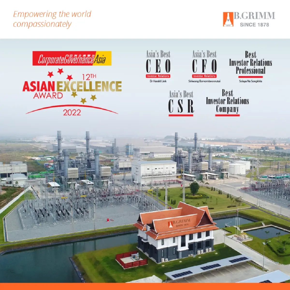 บี.กริม เพาเวอร์  คว้า 5 รางวัล Asian Excellence Awards 2022