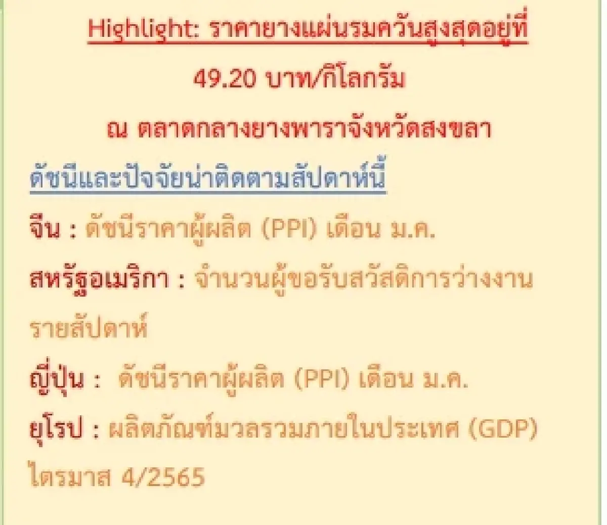 สถานการณ์ยางพารา วันที่ 14 กุมภาพันธ์ 2566