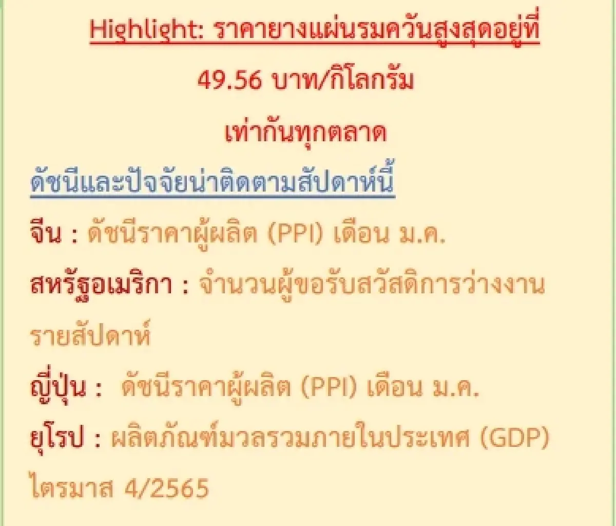 สถานการณ์ยางพารา วันที่ 13 กุมภาพันธ์ 2566