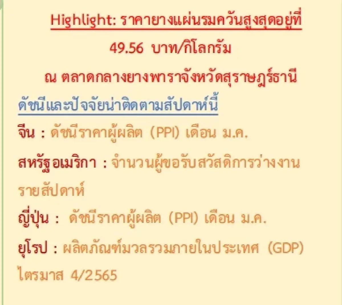 สถานการณ์ยางพารา วันที่ 17 กุมภาพันธ์ 2566