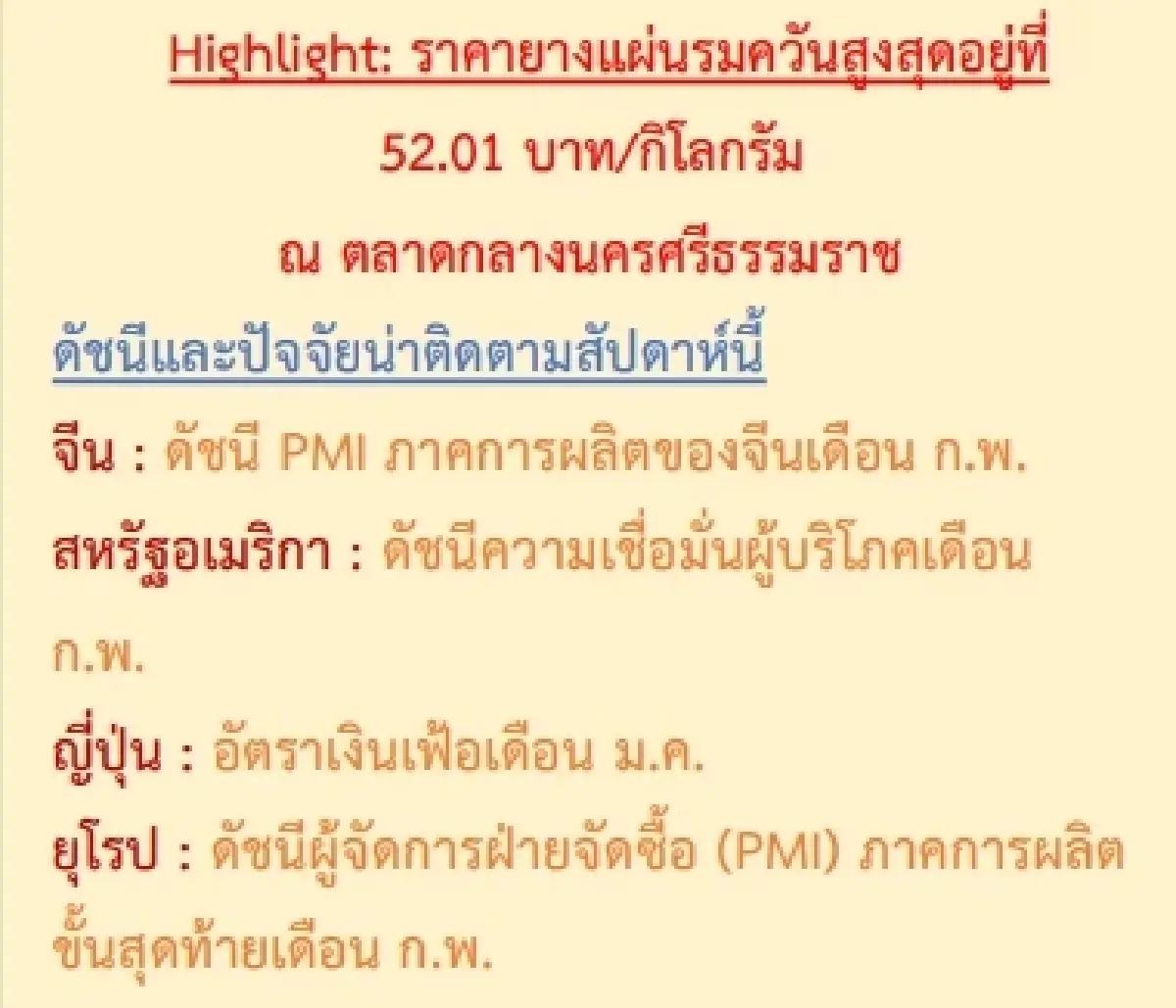 สถานการณ์ยางพารา วันที่ 28 กุมภาพันธ์ 2566