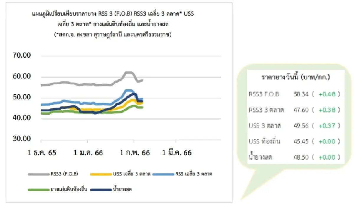 สถานการณ์ยางพารา วันที่ 6 กุมภาพันธ์ 2566