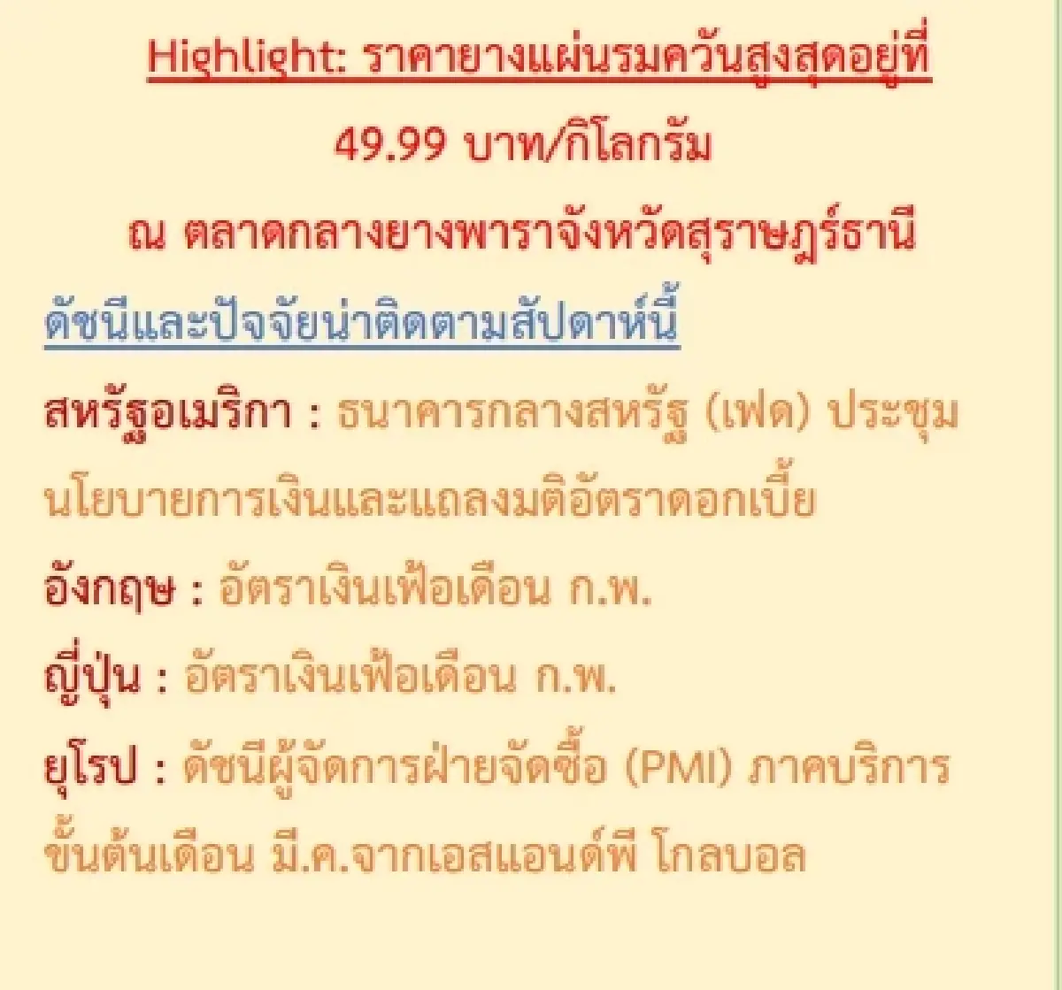 สถานการณ์ยางพารา วันที่ 20 มีนาคม 2566