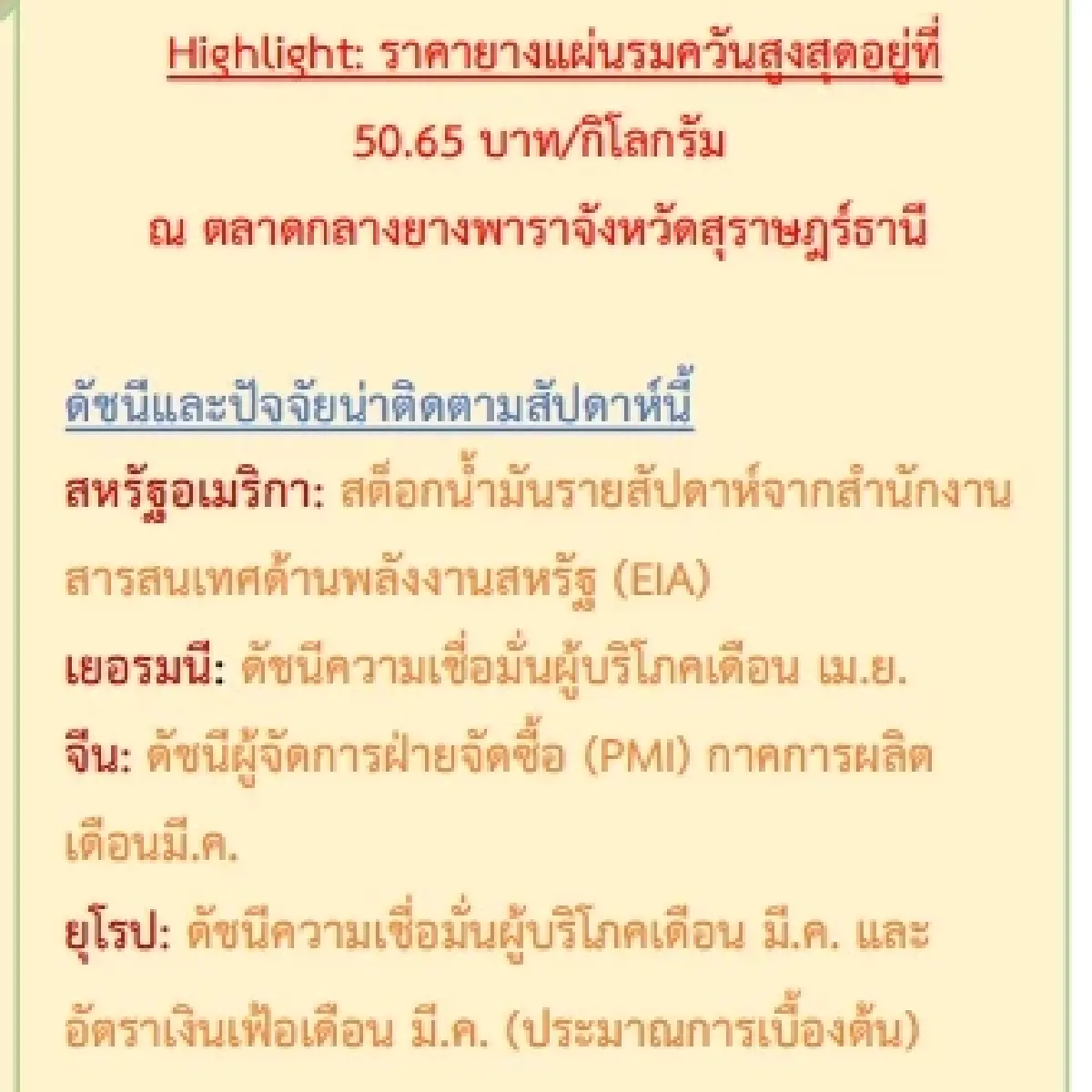 สถานการณ์ยางพารา วันที่ 28 มีนาคม 2566