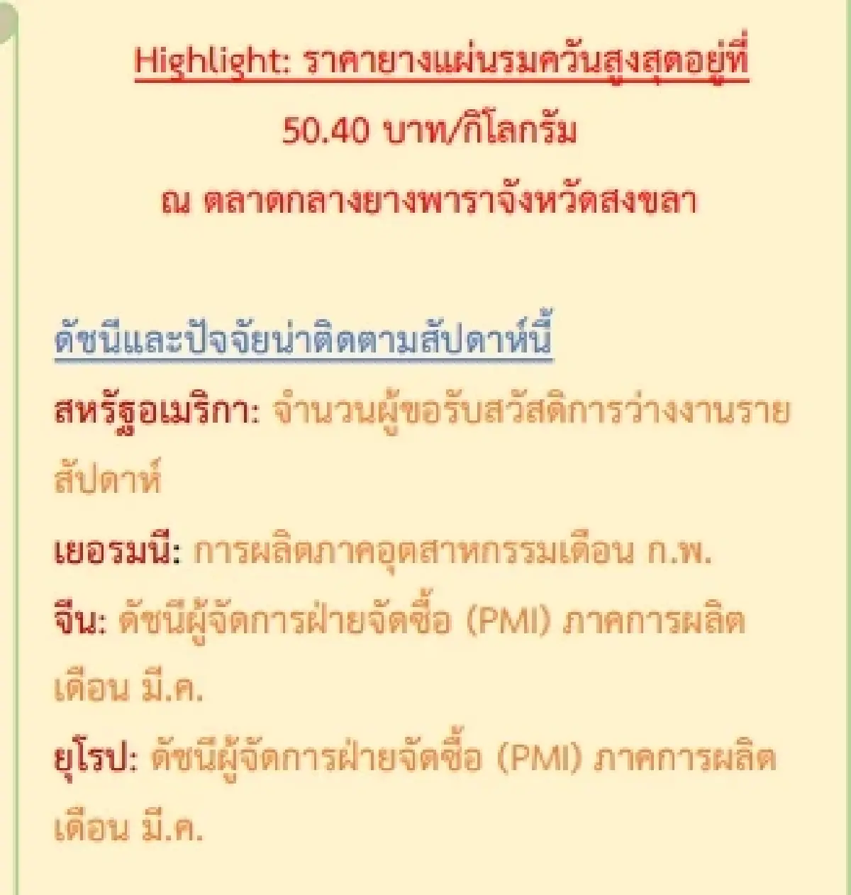 สถานการณ์ยางพารา วันที่ 5 เมษายน 2566