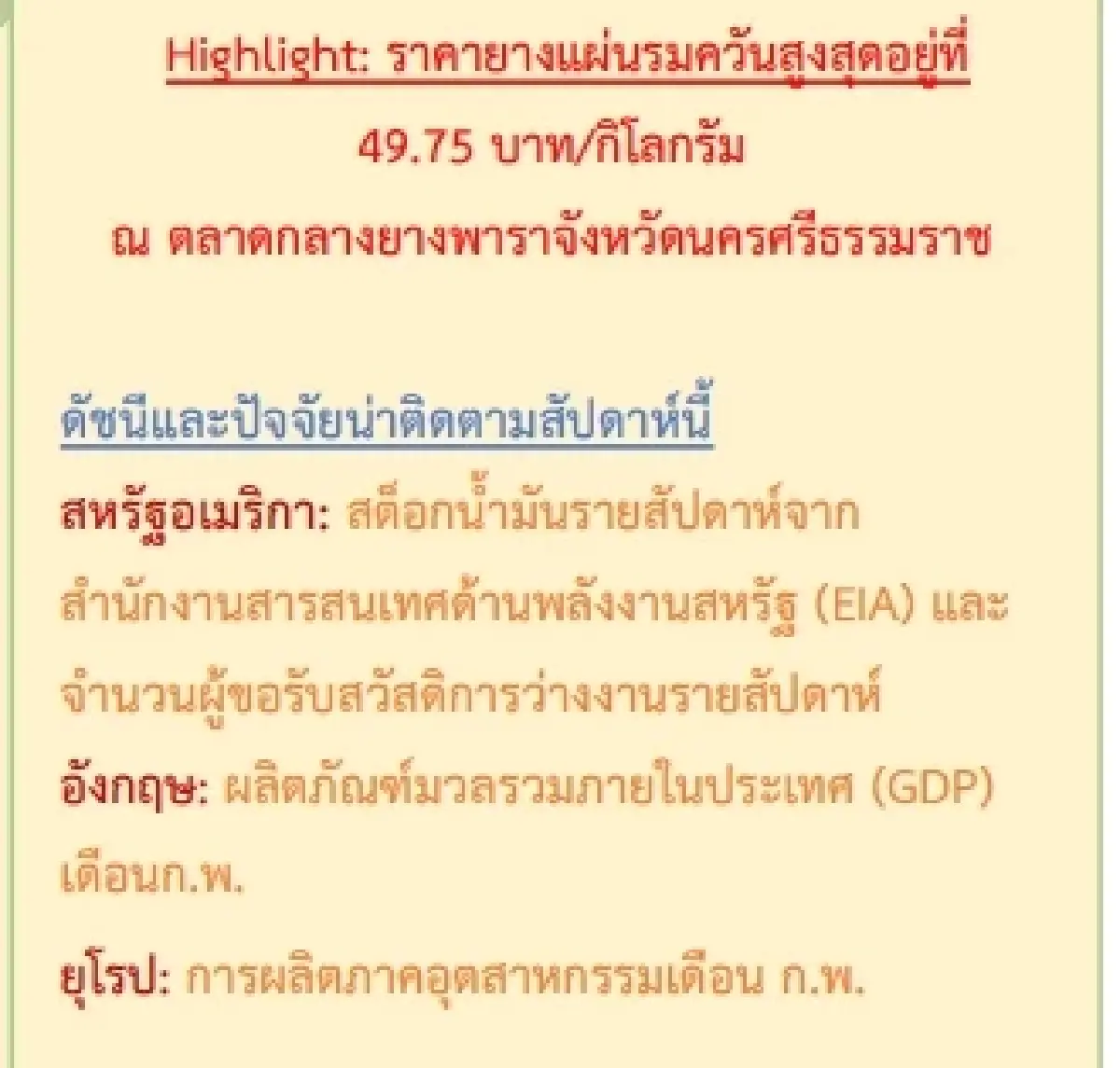 สถานการณ์ยางพารา วันที่ 11 เมษายน 2566