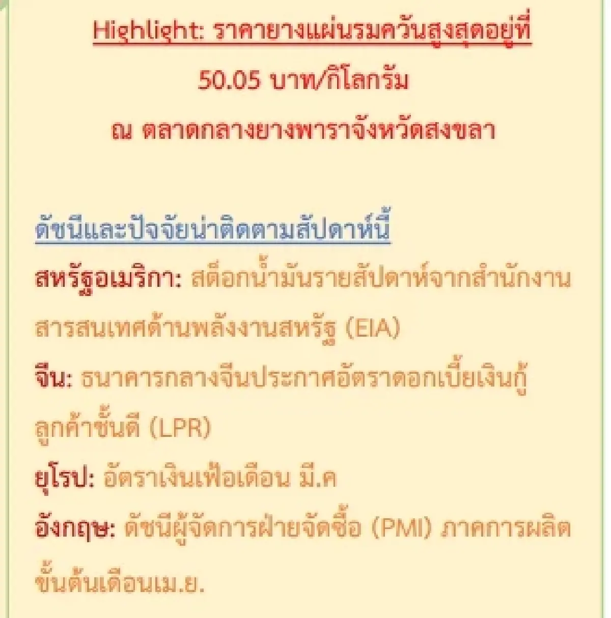 สถานการณ์ยางพารา วันที่ 19 เมษายน 2566