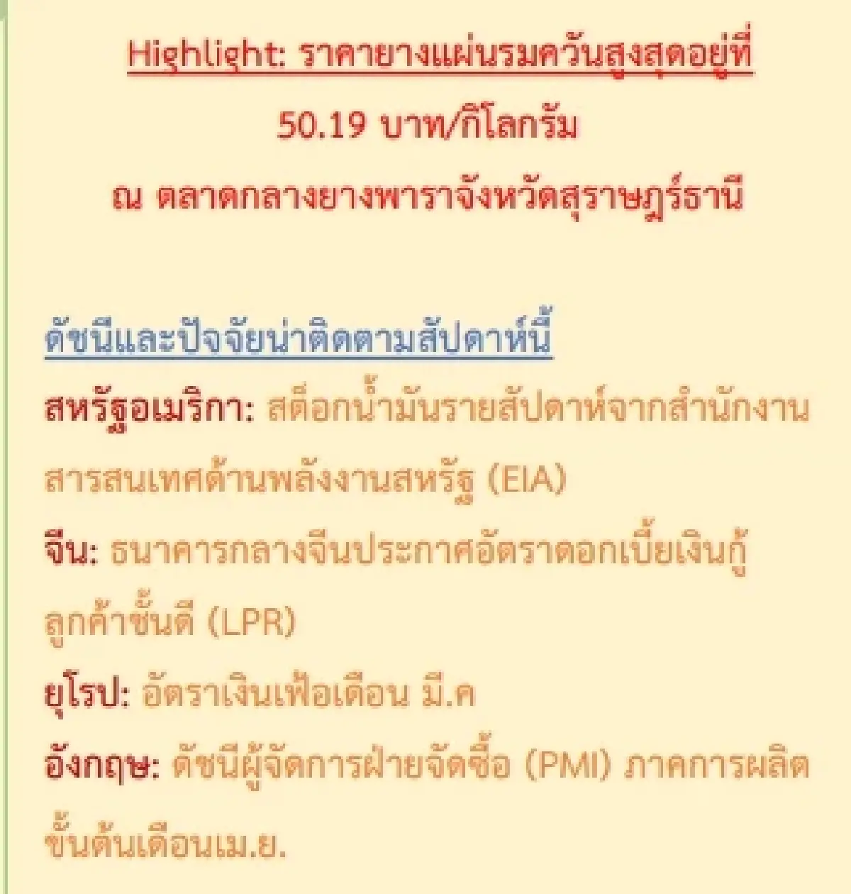สถานการณ์ยางพารา วันที่ 18 เมษายน 2566