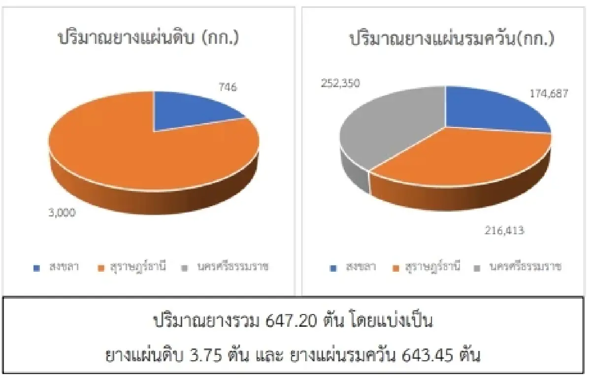 ยางแผ่นดิบ (สงขลา) 46.65 ลบ -0.40 บาท ยางแผ่นรมควัน (สงขลา) 48.05 ลบ -0.43 บาท