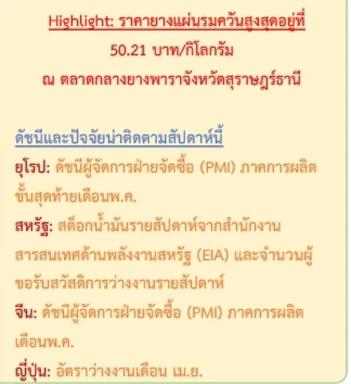 สถานการณ์ยางพารา วันที่ 1 มิถุนายน 2566