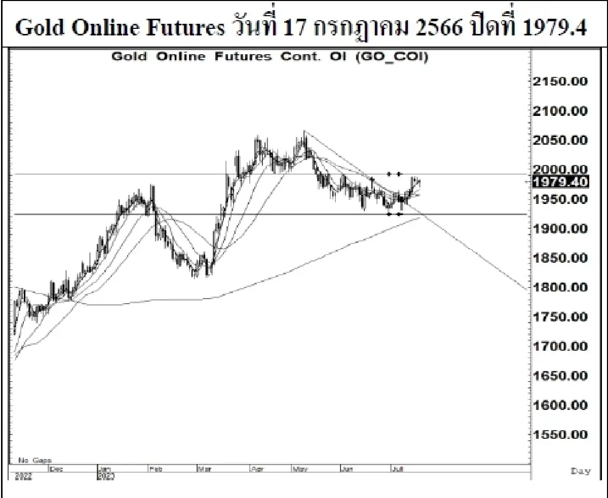 DAILY GOLD Futures : บล.เคจีไอฯ Spot Gold (Dollar/Troy Ounce) -0.57  1954.64