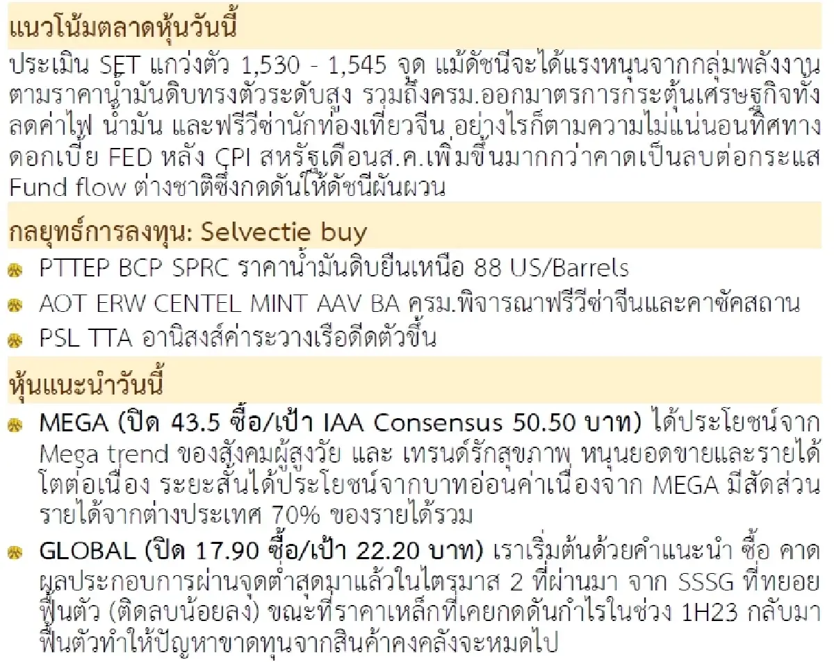 วิเคราะห์แนวโน้มตลาด : บล.กรุงศรี 1,530 แนวสำคัญ