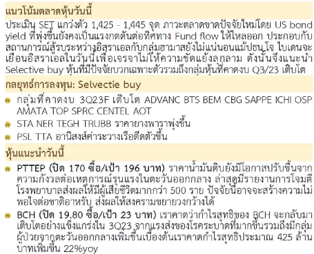 วิเคราะห์แนวโน้มตลาด : บล.กรุงศรี โฟกัสรายตัว
