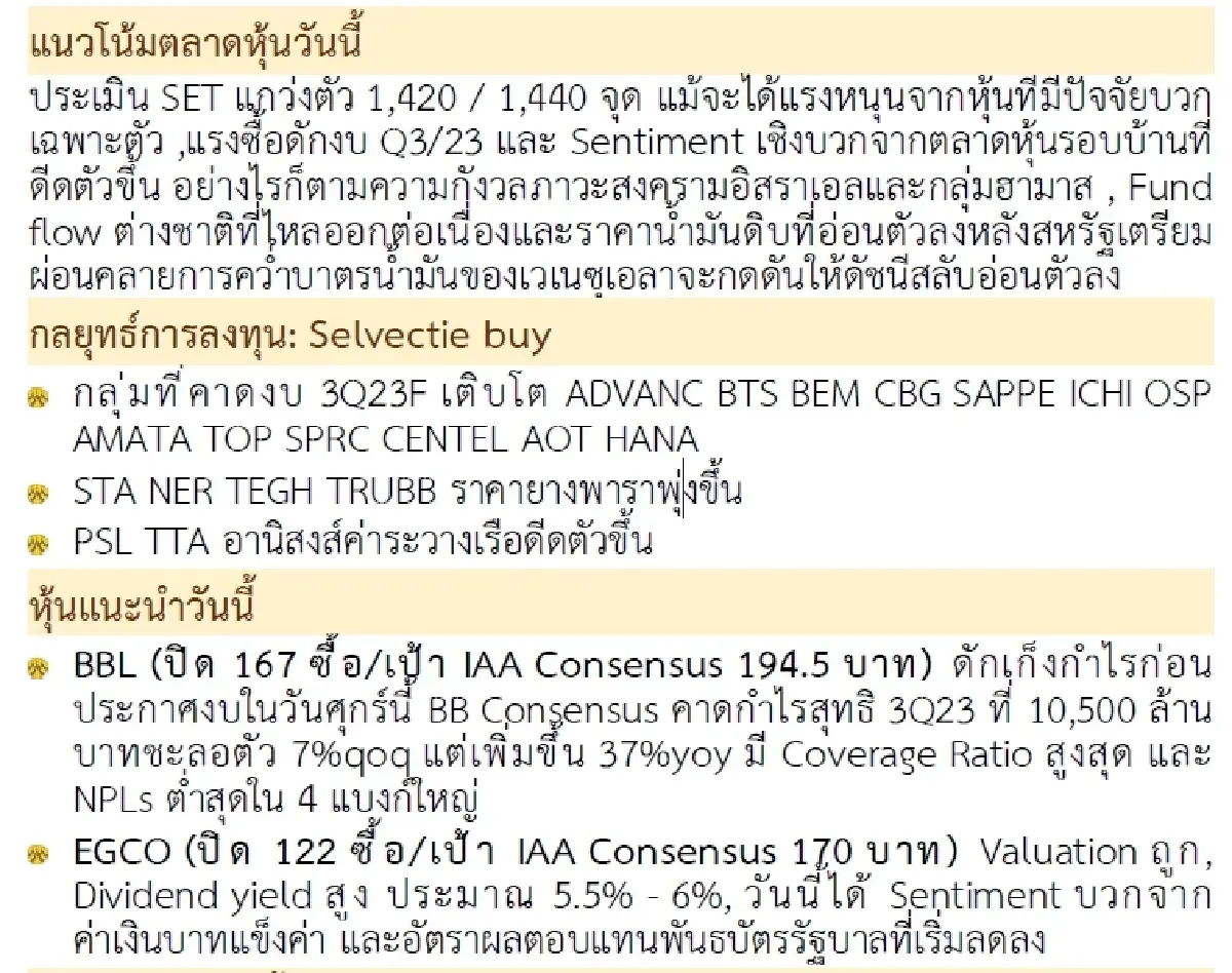 วิเคราะห์แนวโน้มตลาด : บล.กรุงศรี เน้นหุ้นรายตัว