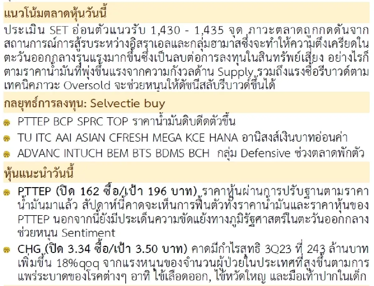 วิเคราะห์แนวโน้มตลาด : บล.กรุงศรี จับตาการสู้รบ