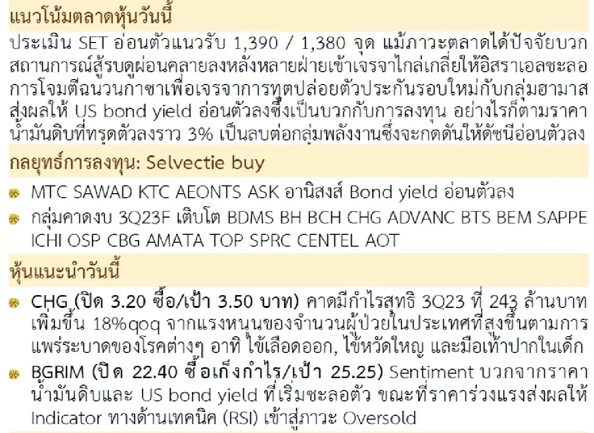 วิเคราะห์แนวโน้มตลาด : บล.กรุงศรี ตั้งรับเล่นรีบาวนด์