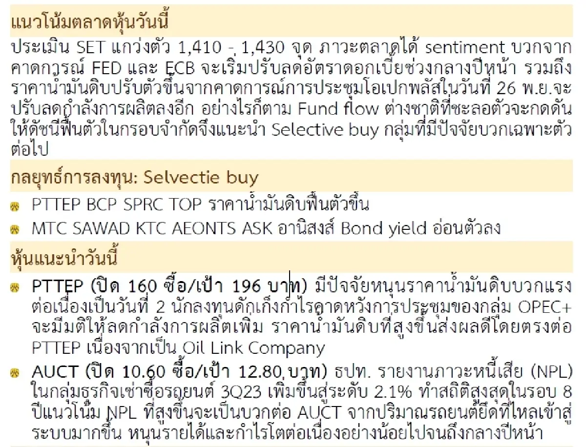 วิเคราะห์แนวโน้มตลาด : บล.กรุงศรี Selective buy