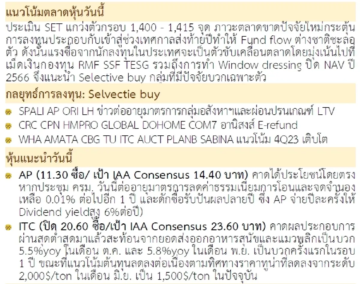 วิเคราะห์แนวโน้มตลาด : บล.กรุงศรี ผันผวนชวนเล่นสั้น