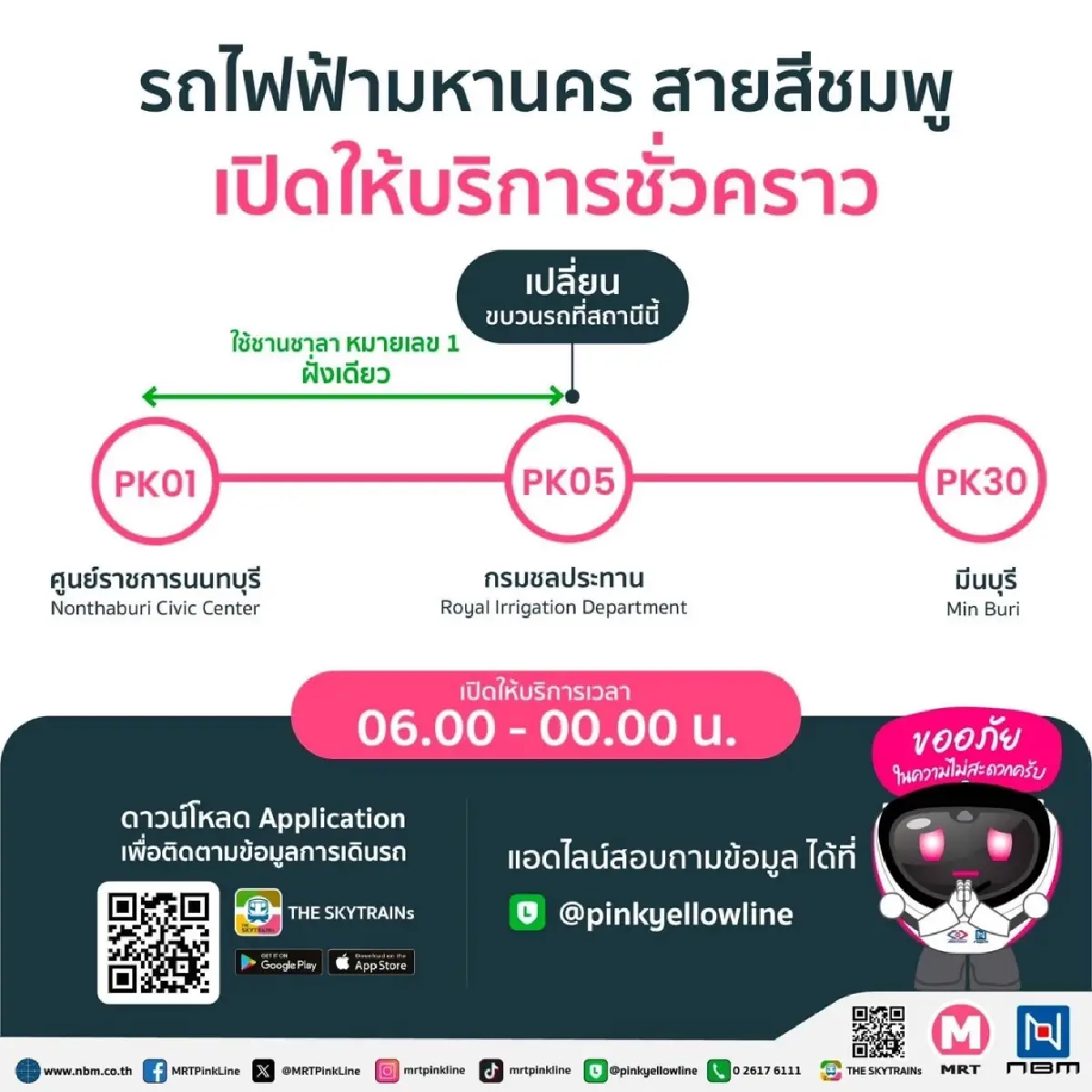 'รถไฟฟ้าสายสีชมพู' กลับมาเปิดให้บริการครบ 30 สถานี