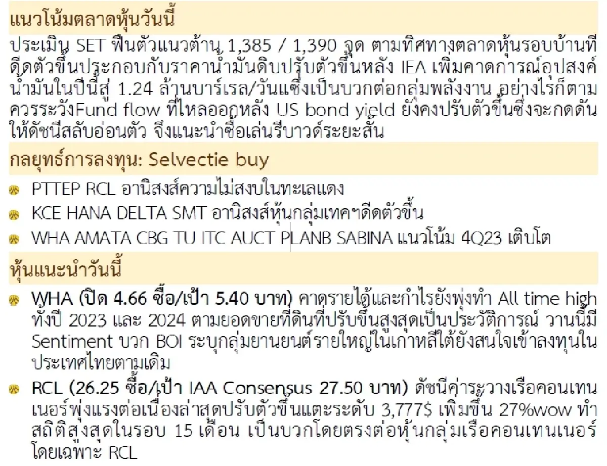 วิเคราะห์แนวโน้มตลาด : บล.กรุงศรี ฟื้นตัวตามรอบบ้าน