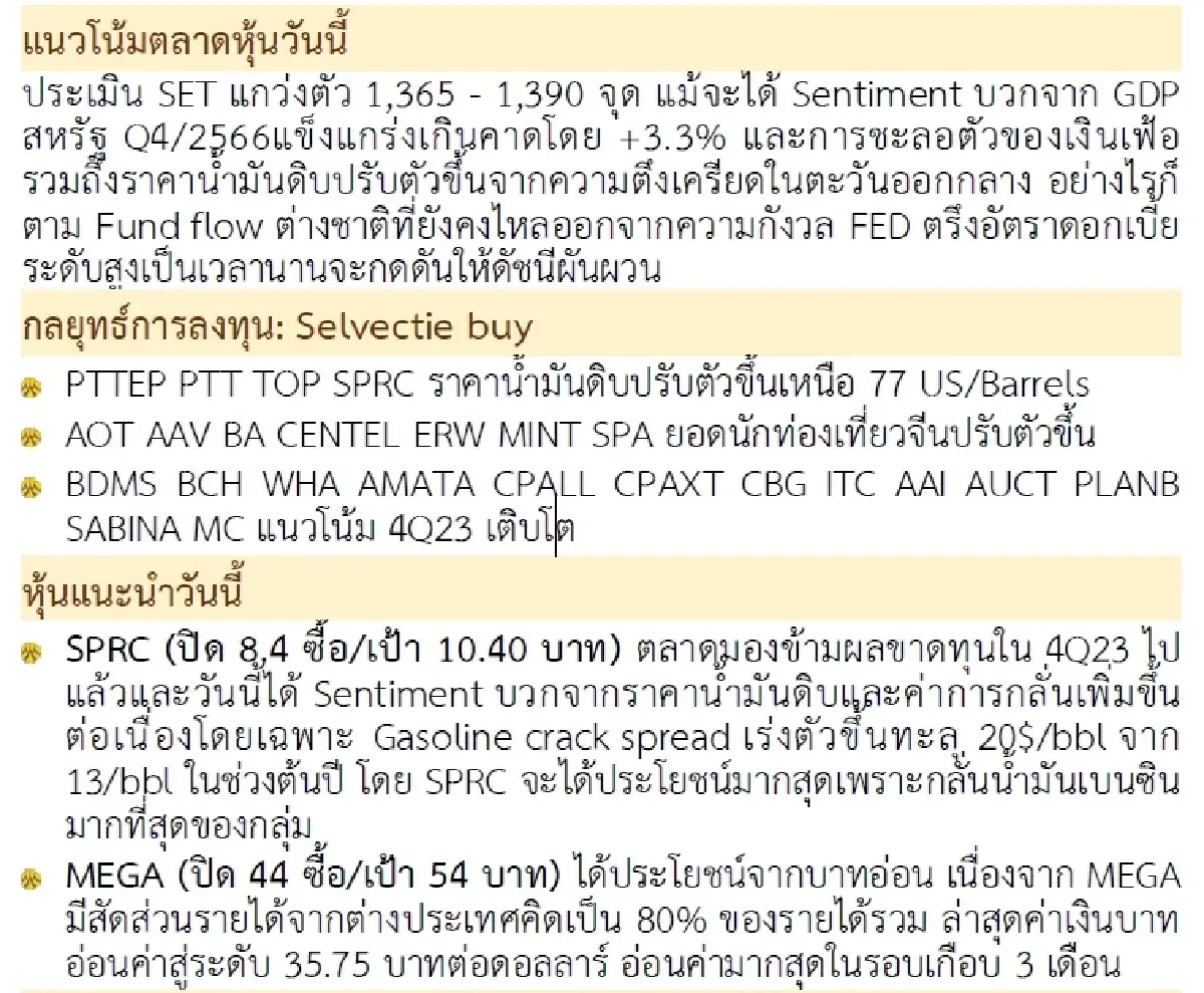 วิเคราะห์แนวโน้มตลาด : บล.โกลเบล็ก Swing trade